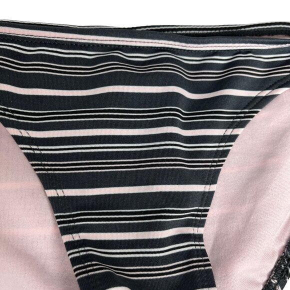 Xhilaration Swim Suit Bottoms Bikini Womens Small Black Pink Striped New - Picture 3 of 8